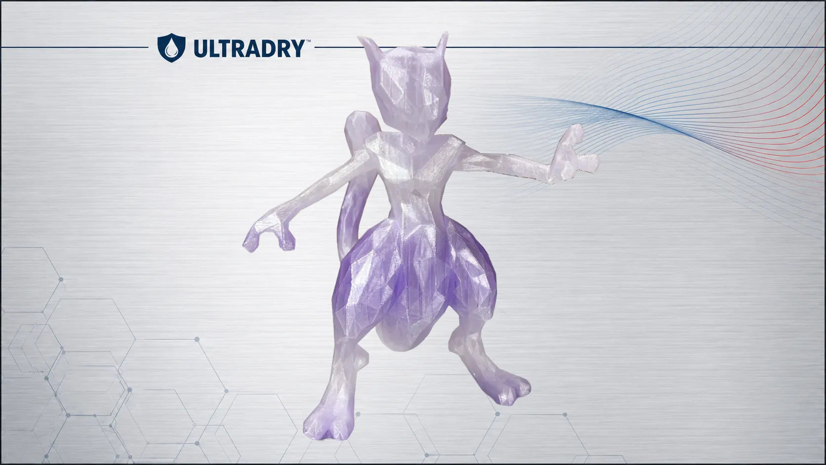 Translucent purple and clear creature figure 3D printed in Rainbow Crystal Grape PETG