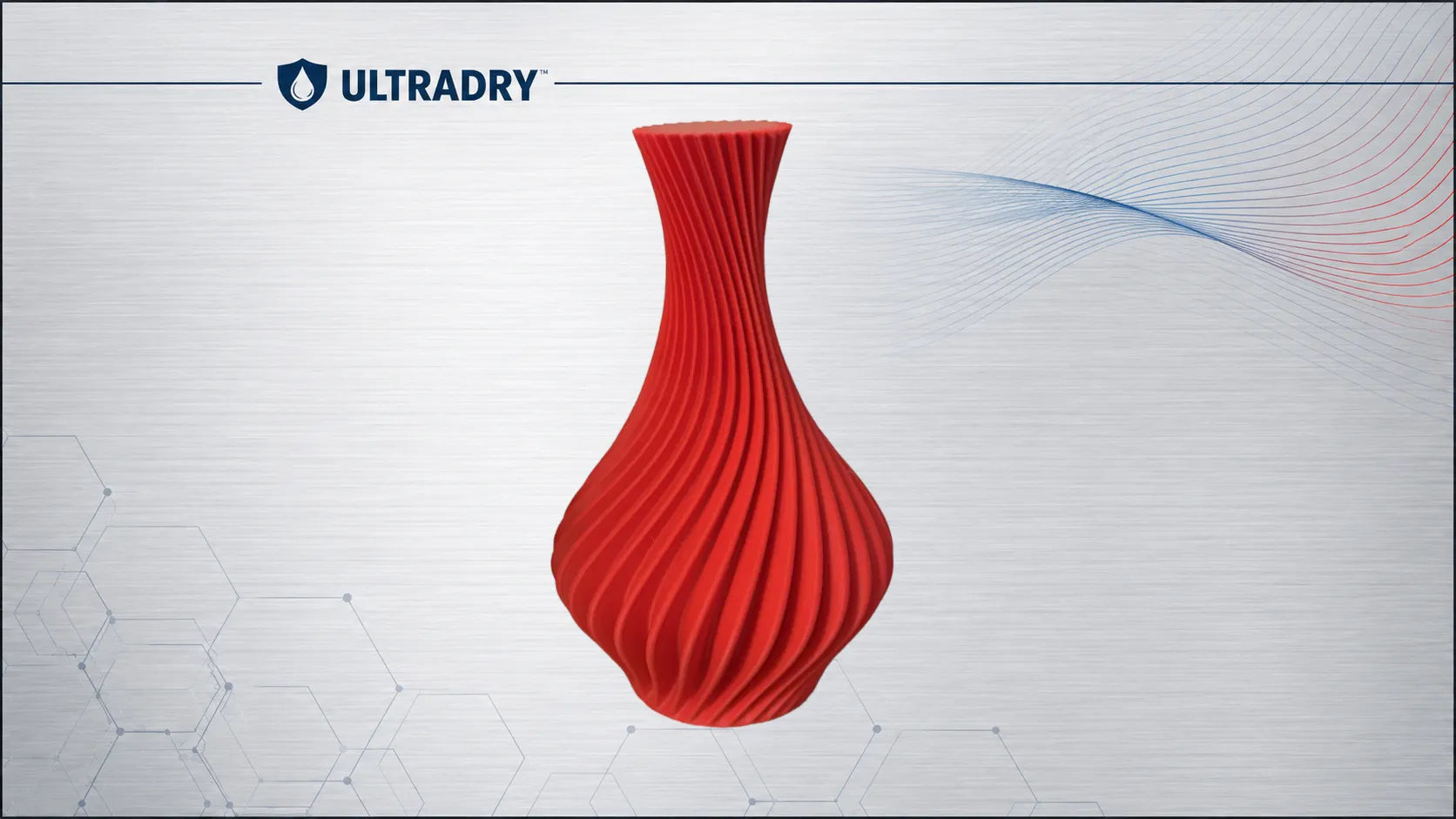 Red spiral vase 3D printed in Matte Firefighting Red PETG