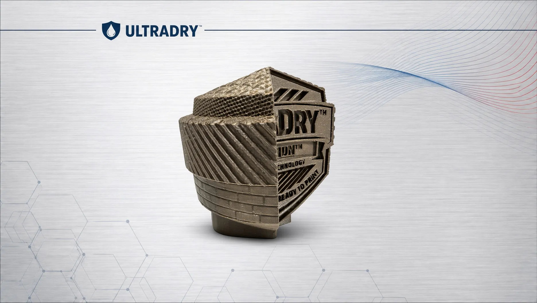 UltraDry PETG printed sculpture in Silver Champagne Gold color.  