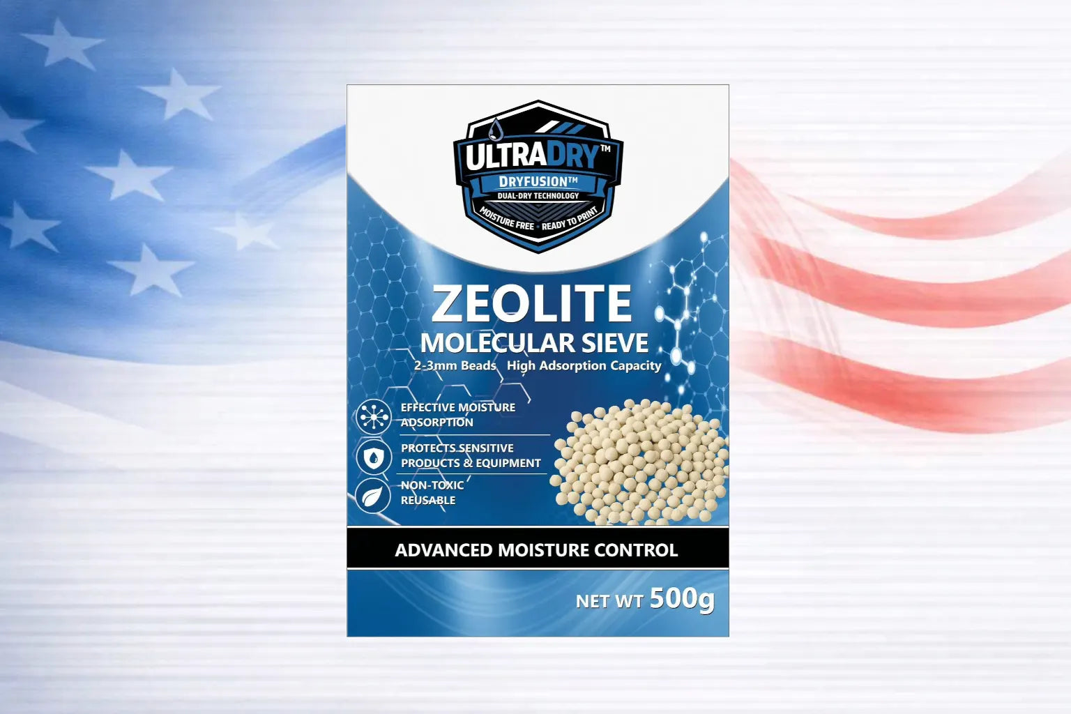 Tamiz de humedad de zeolita UltraDry de 500 g: control de humedad reutilizable de gran formato