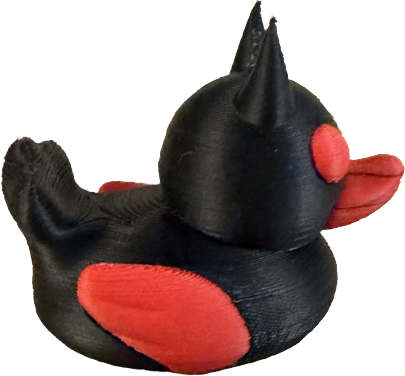 Matte Black and Firefihting Red PETG Cute Devilish Duck